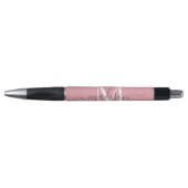 Blush Pink White Grey Monogram Script Naam Stijlvo Pen (Voorkant)