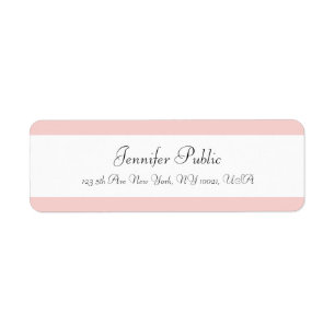 Blush Pink White Hand Script Sjabloon Moderne stij Etiket