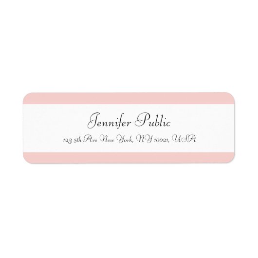 Blush Pink White Hand Script Sjabloon Moderne stij Etiket (Voorkant)