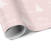 Blush Pink White-kerstboom voor fijne kerst Cadeaupapier (Rol Hoek)