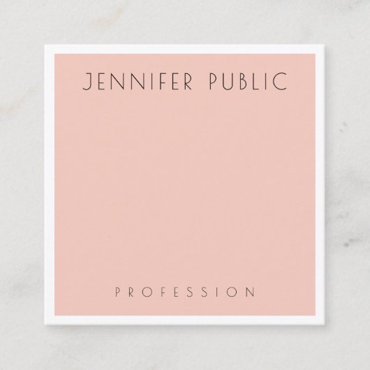 Blush Pink White Modern Elegant Professional Vierkante Visitekaartje (Voorkant)