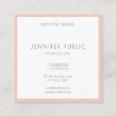 Blush Pink White Modern Elegant Professional Vierkante Visitekaartje (Achterkant)