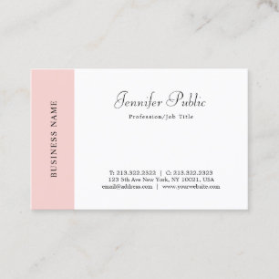 Blush Pink White Modern Minimalist Sjabloon script Visitekaartje