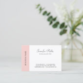 Blush Pink White Modern Minimalist Sjabloon script Visitekaartje (Staand voorkant)