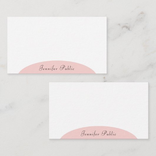 Blush Pink White Modern Trendy Sjabloon Elegant (Voorkant / Achterkant)