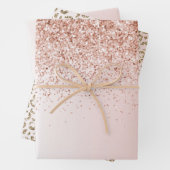 Blush Pink White Ombre Roos Glitter      Inpakpapier Vel (In situ)