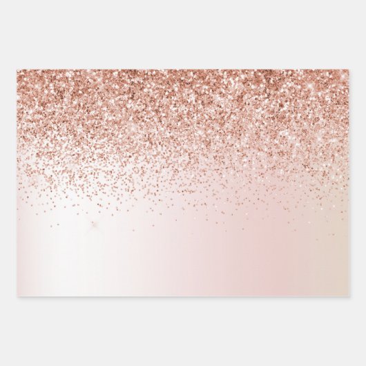 Blush Pink White Ombre Roos Glitter      Inpakpapier Vel (Voorkant)