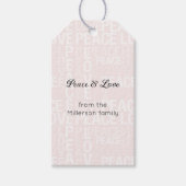Blush Pink White Peace Love Christmas Cadeaulabel (Voorkant)