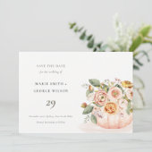 Blush Pink White Pumpkin Floral Save the Date Kaar Bedankkaart (Staand voorkant)