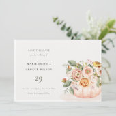 Blush Pink White Pumpkin Floral Save the Date Kaar Bedankkaart (Staand voorkant)