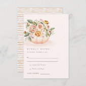 Blush Pink White Pumpkin Floral Weddenschap RSVP Informatiekaartje (Voorkant / Achterkant)