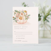 Blush Pink White Pumpkin Floral Weddenschap RSVP Informatiekaartje (Staand voorkant)