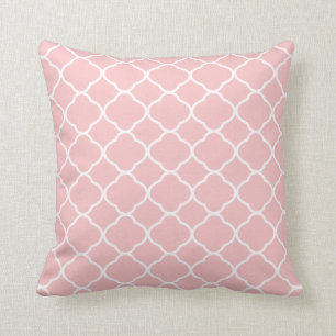  Blush Pink White Quatrefoil Patroon Kussen