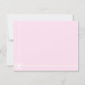 Blush Pink White Ribbon Bow Classic Elegant Simple Notitiekaartje (Achterkant)