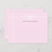 Blush Pink White Ribbon Bow Classic Elegant Simple Notitiekaartje (Voorkant / Achterkant)