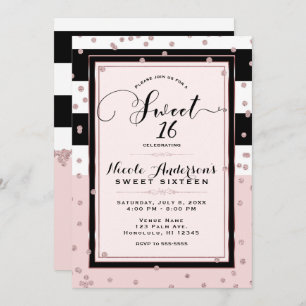 Blush Pink White Roos Gold SWEET 16-partij Kaart