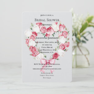 Blush Pink White Rose Bloemen Hart Vrijgezellenfee Kaart