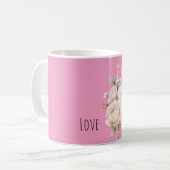 Blush Pink White Roses Floral Koffiemok (Voorkant links)