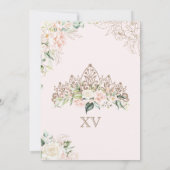 Blush Pink White Roses Luxury Quince Anos Birthday Kaart (Achterkant)