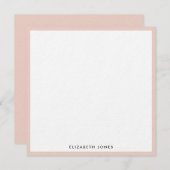 Blush Pink White Simple Modern Minimalist Square Notitiekaartje (Voorkant / Achterkant)