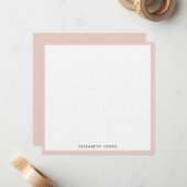 Blush Pink White Simple Modern Minimalist Square Notitiekaartje (Voorkant / Achterkant in situ)