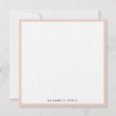 Blush Pink White Simple Modern Minimalist Square Notitiekaartje (Voorkant)