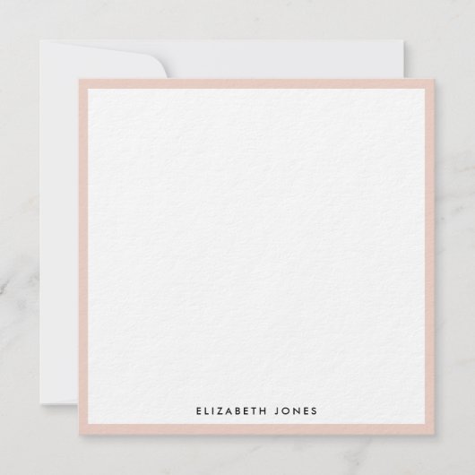 Blush Pink White Simple Modern Minimalist Square Notitiekaartje (Voorkant)