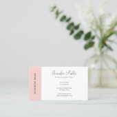 Blush Pink White Simple Sjabloon Elegant Visitekaartje (Staand voorkant)