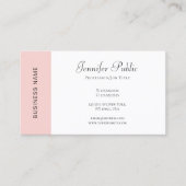 Blush Pink White Simple Sjabloon Elegant Visitekaartje (Voorkant)