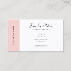 Blush Pink White Simple Sjabloon Elegant Visitekaartje