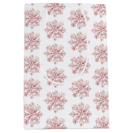Blush Pink White Snowflakes Christmas Medium Cadeauzakje