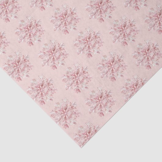 Blush Pink White Snowflakes Christmas Tissuepapier (Detail)