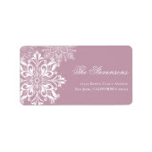 Blush Pink White Snowflakes Vakantie Retour Adres Etiket (Voorkant)