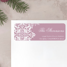 Blush Pink White Snowflakes Vakantie Retour Adres Etiket