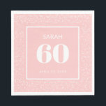 Blush Pink White Stardust Glitter 60th Birthday Servet<br><div class="desc">Blush roze vrouwen's 60ste verjaardagsfeest met witte starstofglitter. De tekst is volledig klantgericht zodat werken deze servetten voor om het even welke leeftijd. Personaliseer uw jouw naam en leeftijd.</div>