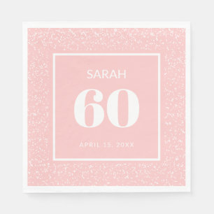 Blush Pink White Stardust Glitter 60th Birthday Servet