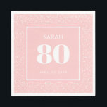Blush Pink White Stardust Glitter 80th Birthday Servet<br><div class="desc">Blush roze vrouwen's 80ste verjaardagsfeestje met witte starstofglitter. De tekst is volledig klantgericht zodat werken deze servetten voor om het even welke leeftijd. Personaliseer uw jouw naam en leeftijd.</div>