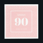 Blush Pink White Stardust Glitter 90th Birthday Servet<br><div class="desc">Blush roze vrouwen's 90e verjaardag met witte starstofglitter. De tekst is volledig klantgericht zodat werken deze servetten voor om het even welke leeftijd. Personaliseer uw jouw naam en leeftijd.</div>