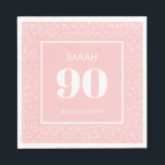 Blush Pink White Stardust Glitter 90th Birthday Servet<br><div class="desc">Blush roze vrouwen's 90e verjaardag met witte starstofglitter. De tekst is volledig klantgericht zodat werken deze servetten voor om het even welke leeftijd. Personaliseer uw jouw naam en leeftijd.</div>