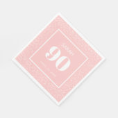 Blush Pink White Stardust Glitter 90th Birthday Servet (Hoek)