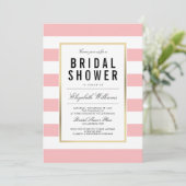 Blush Pink White Striped Gold Vrijgezellenfeest In Kaart (Staand voorkant)