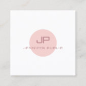 Blush Pink White Trendy Modern Monogram Sjabloon Vierkante Visitekaartje (Voorkant)