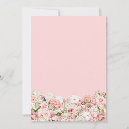 Blush Pink White Waterverf bloemen Quinceañera in Kaart (Achterkant)