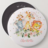 Blush Pink Wild One Oerwoud Birthday Party Favors Ronde Button 6,0 Cm (Voorkant /achterkant)