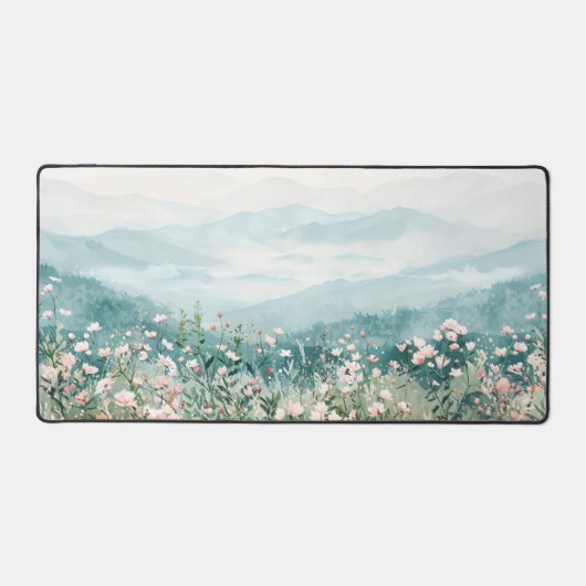 Blush Pink Wildbloemen en bergen Bureaumat (Voorkant)
