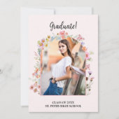 Blush Pink Wildflower Afstuderen met foto Kaart (Voorkant)