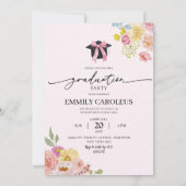 Blush Pink Wildflower Afstuderen met foto Kaart (Achterkant)