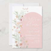 Blush Pink Wildflower Baby in Bloom Baby shower Kaart (Voorkant)