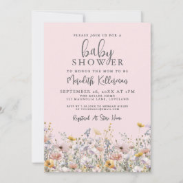 Blush Pink Wildflower Baby Shower Kaart