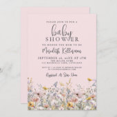 Blush Pink Wildflower Baby Shower Kaart (Voorkant / Achterkant)